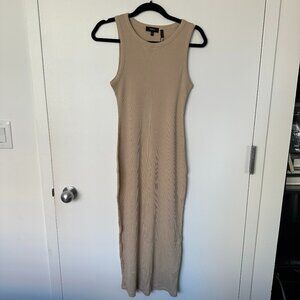 Theory - Tan Racer Tank Dress In Ribbed Modal Cotton - Size M